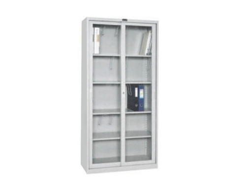 KL96-24喷塑亚光玻璃移门柜、玻璃开门柜